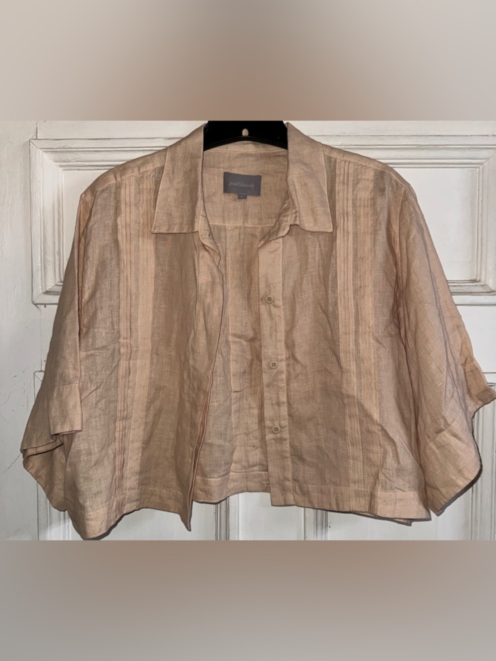 Pink Filosofy Lightweight Beige Button-Up Shirt 100% Linen